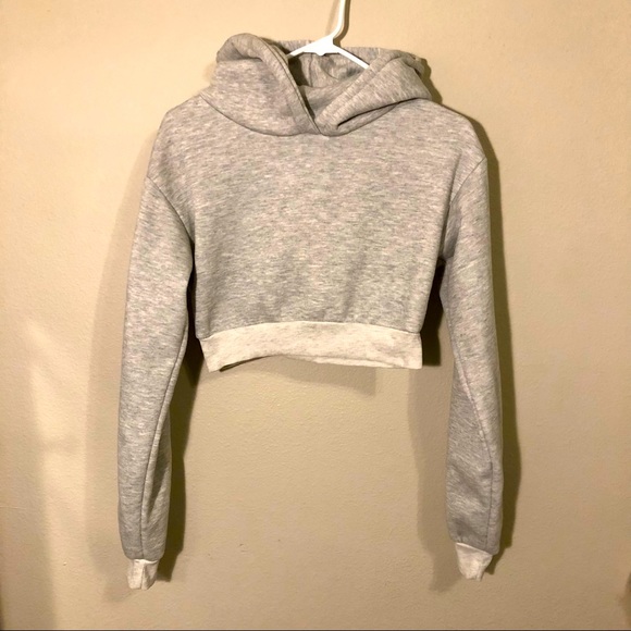 Cropped Light Grey Hoodie - Picture 1 of 5